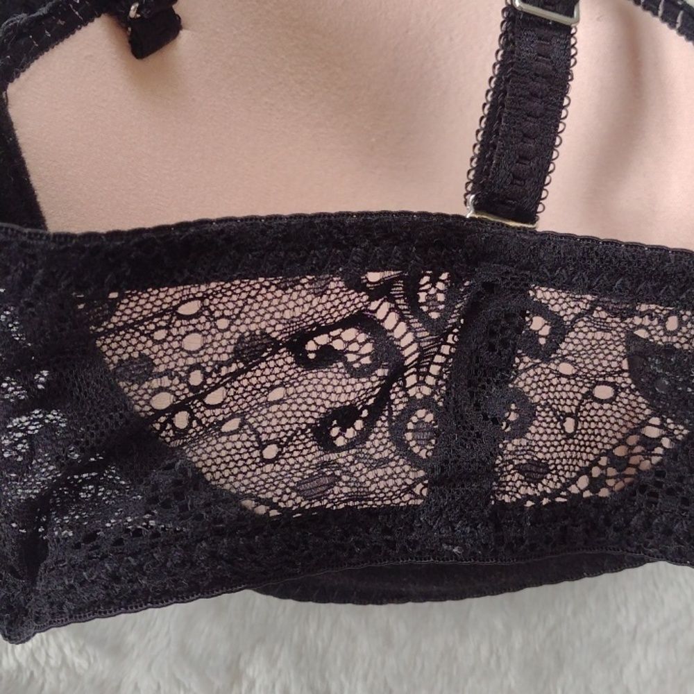 Tahari Black Lace Balconette Multi-way Bra with Nude Underlay Size 36B - Picture 5 of 12